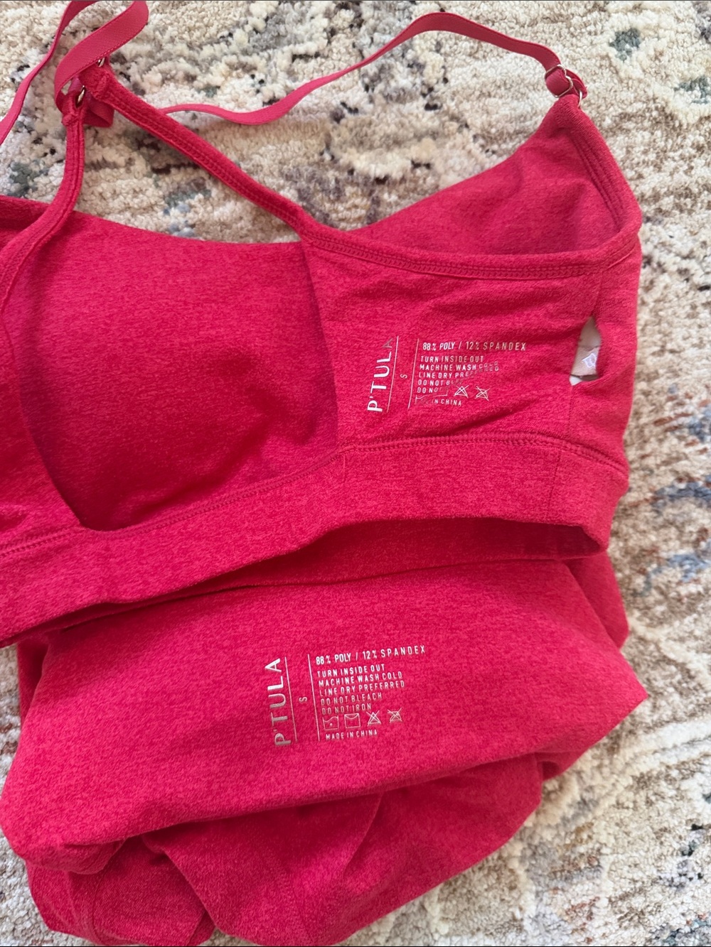 P'tula Bright Red Seamless Bralette & Leggings Set - Picture 3 of 3